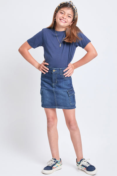 Girls Cargo Pocket Denim Skirt, Pack of 12