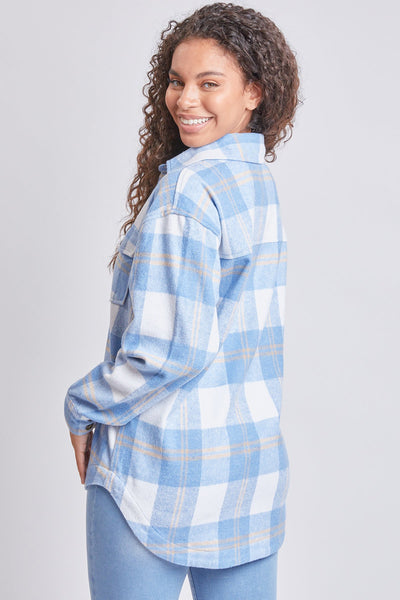 Junior Oversized Plaid Flannel Shacket, pack of 6