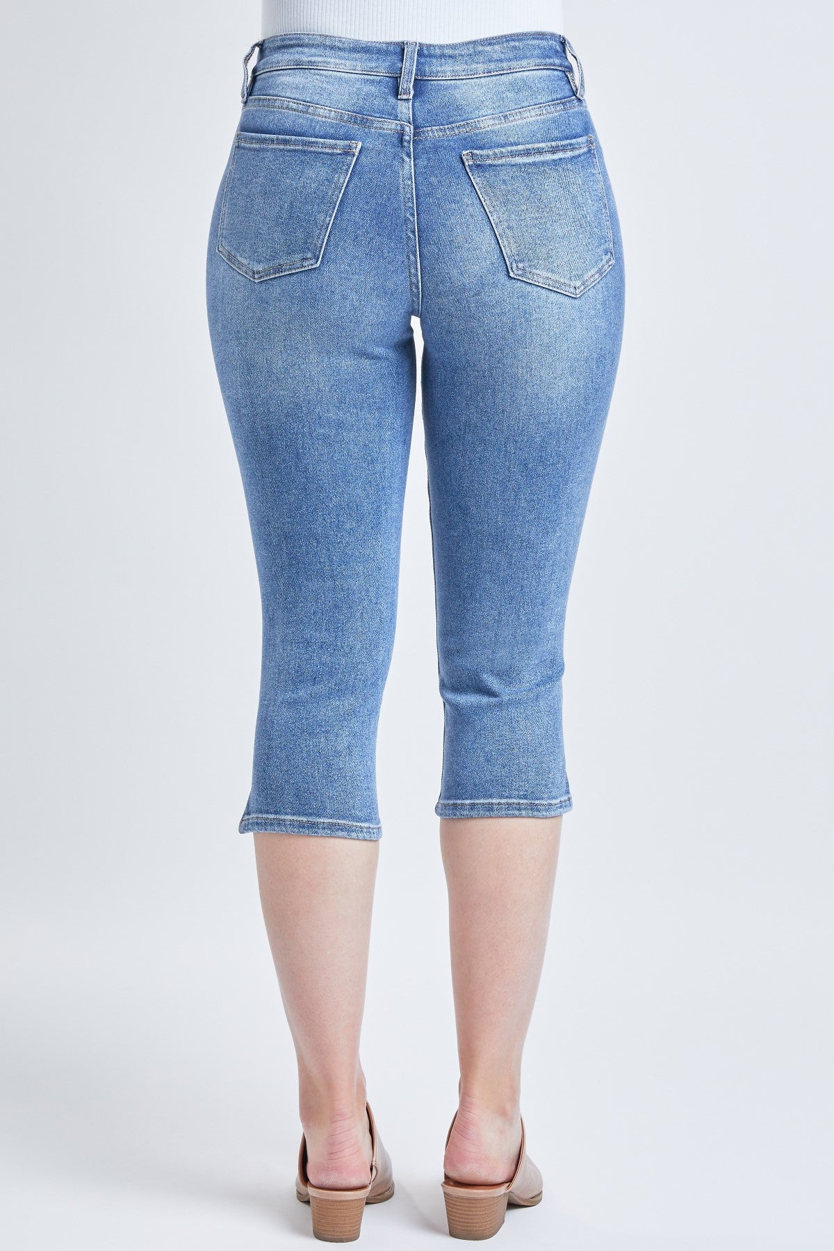 Missy Vintage Exposed Button Capri Jeans With Side Slit Hem, Pack Of 12