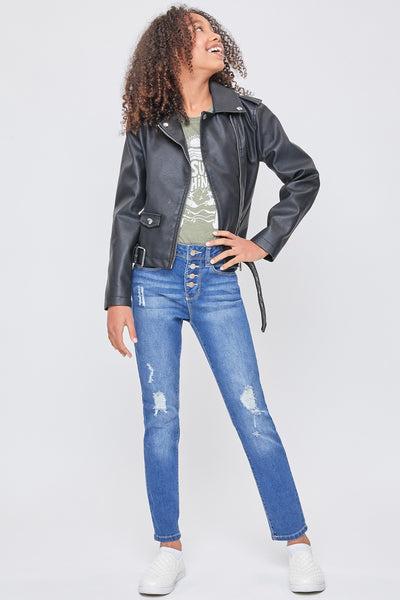 Girls Exposed Buttons High Rise Skinny Jean, Pack of 12