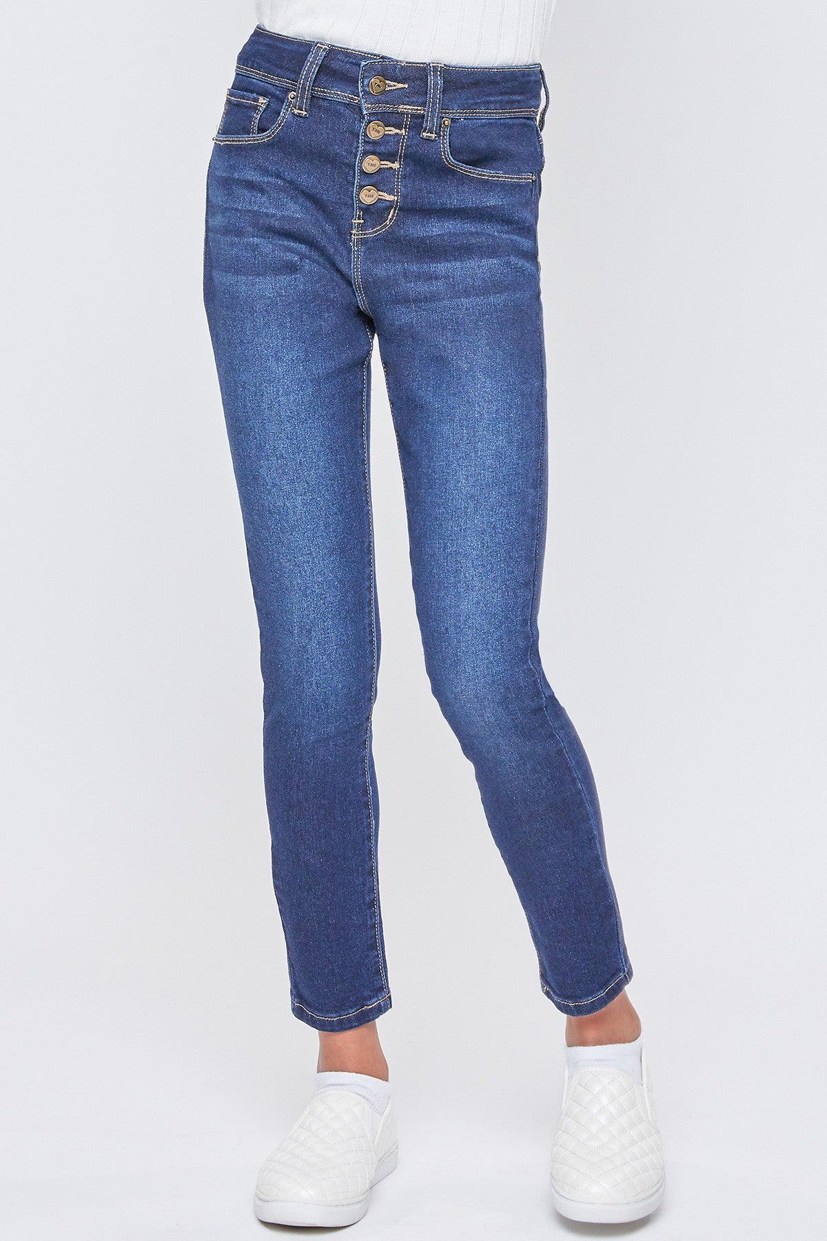 Girls Exposed Buttons High Rise Skinny Jean, Pack of 12
