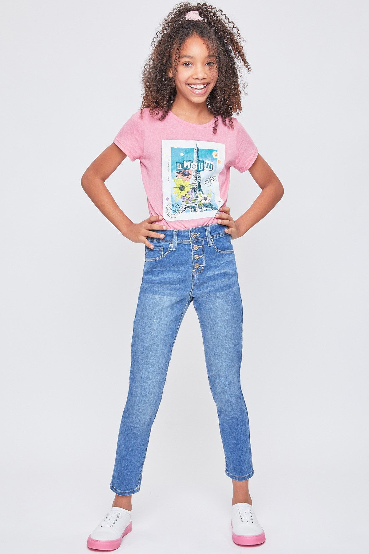Girls Exposed Buttons High Rise Skinny Jean, Pack of 12