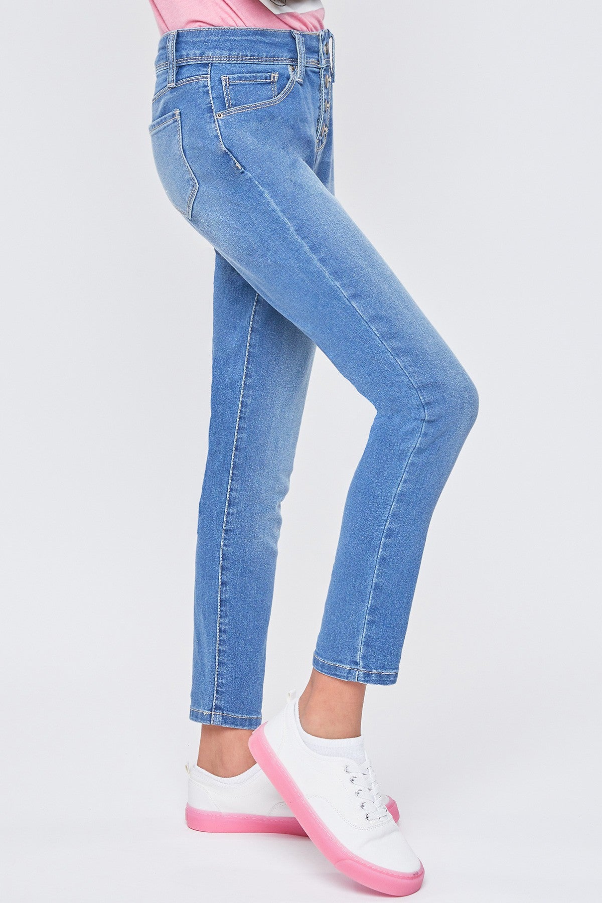 Girls Exposed Buttons High Rise Skinny Jean, Pack of 12