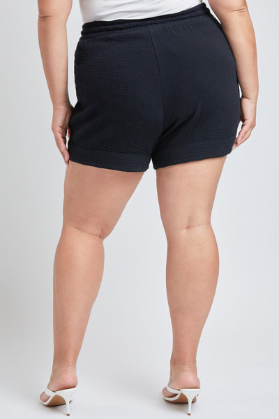 Plus Size Double Gauze Shorts With Banded Hem And Porkchop Pockets Pack Of 6