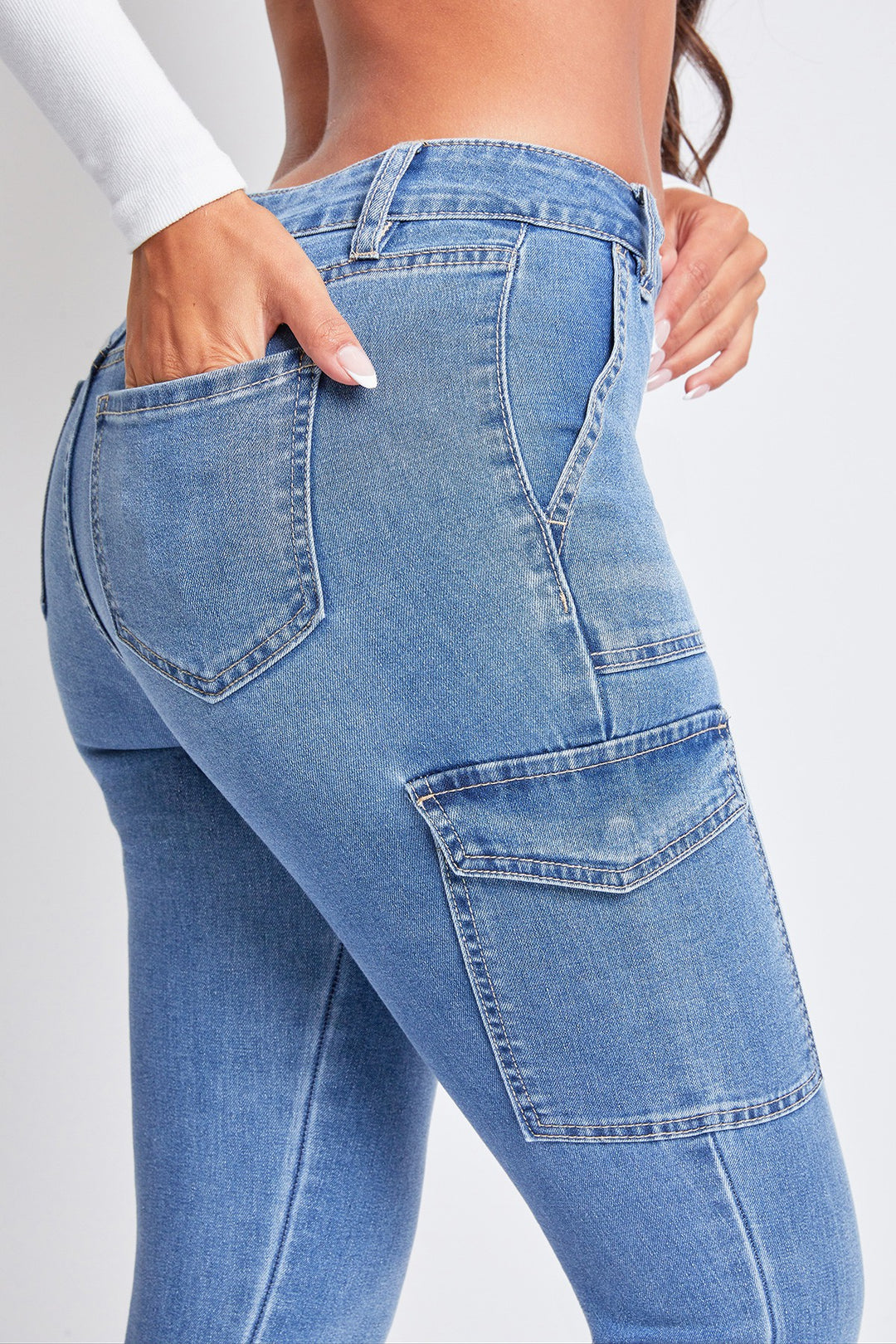 High Rise Skinny Cargo Jeans, Pack of 12 from YMI – YMI