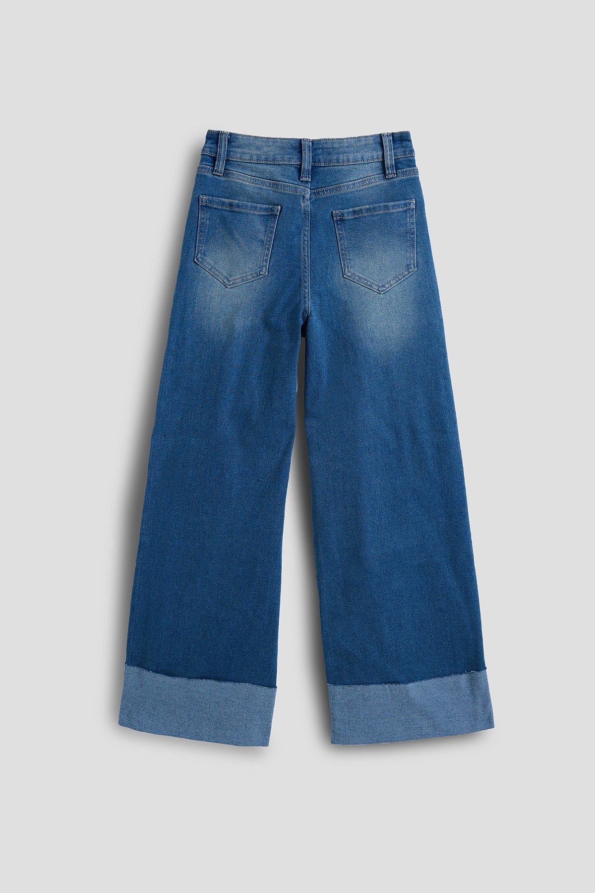 Girls Wide Leg Mega Cuff Raw Hem