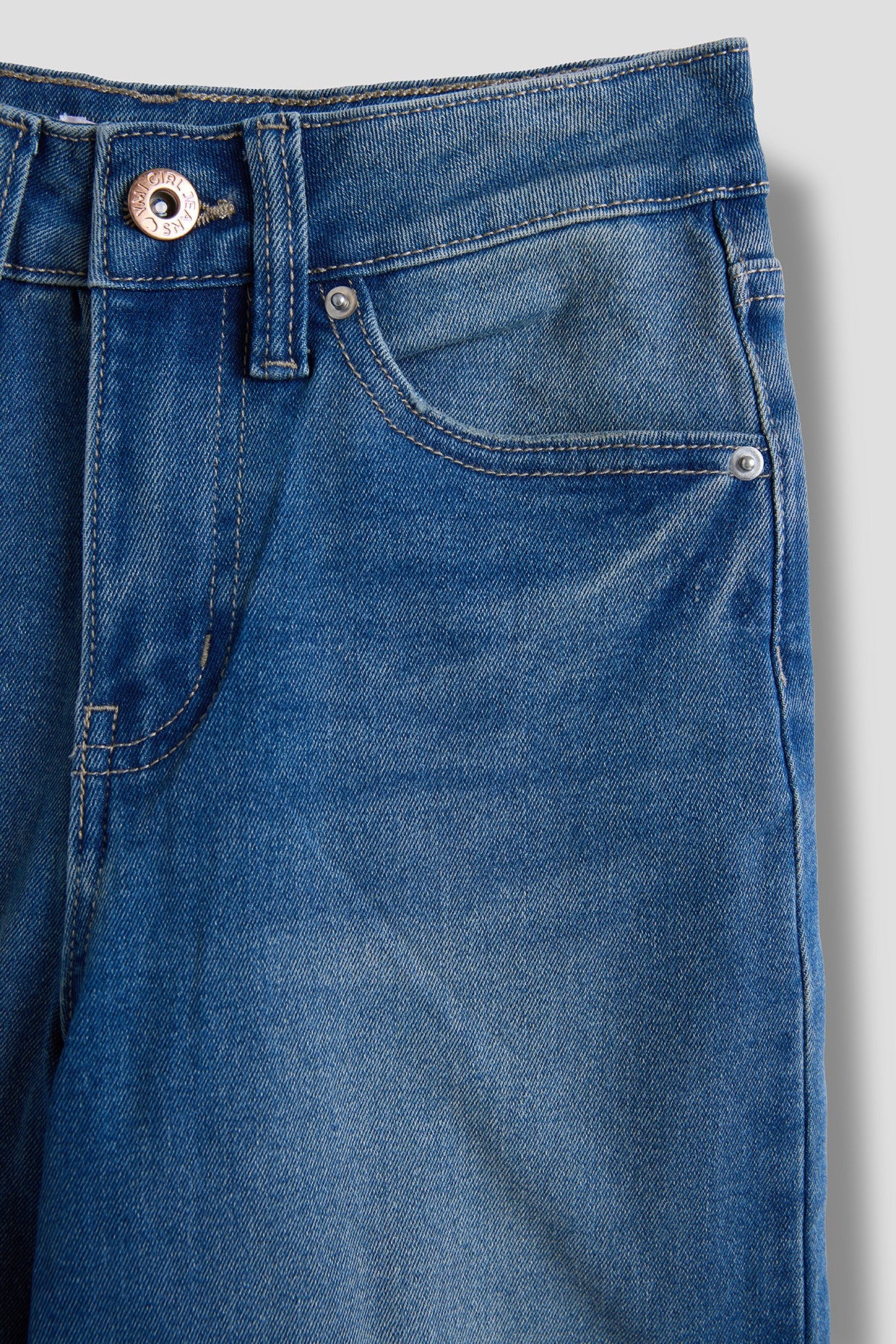 Girls Wide Leg Mega Cuff Raw Hem