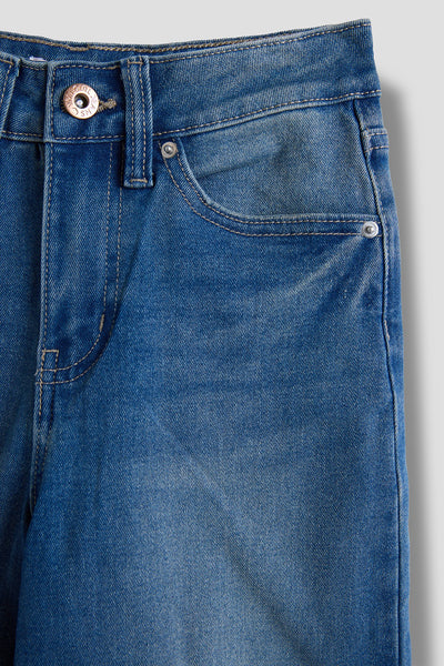 Girls Wide Leg Mega Cuff Raw Hem