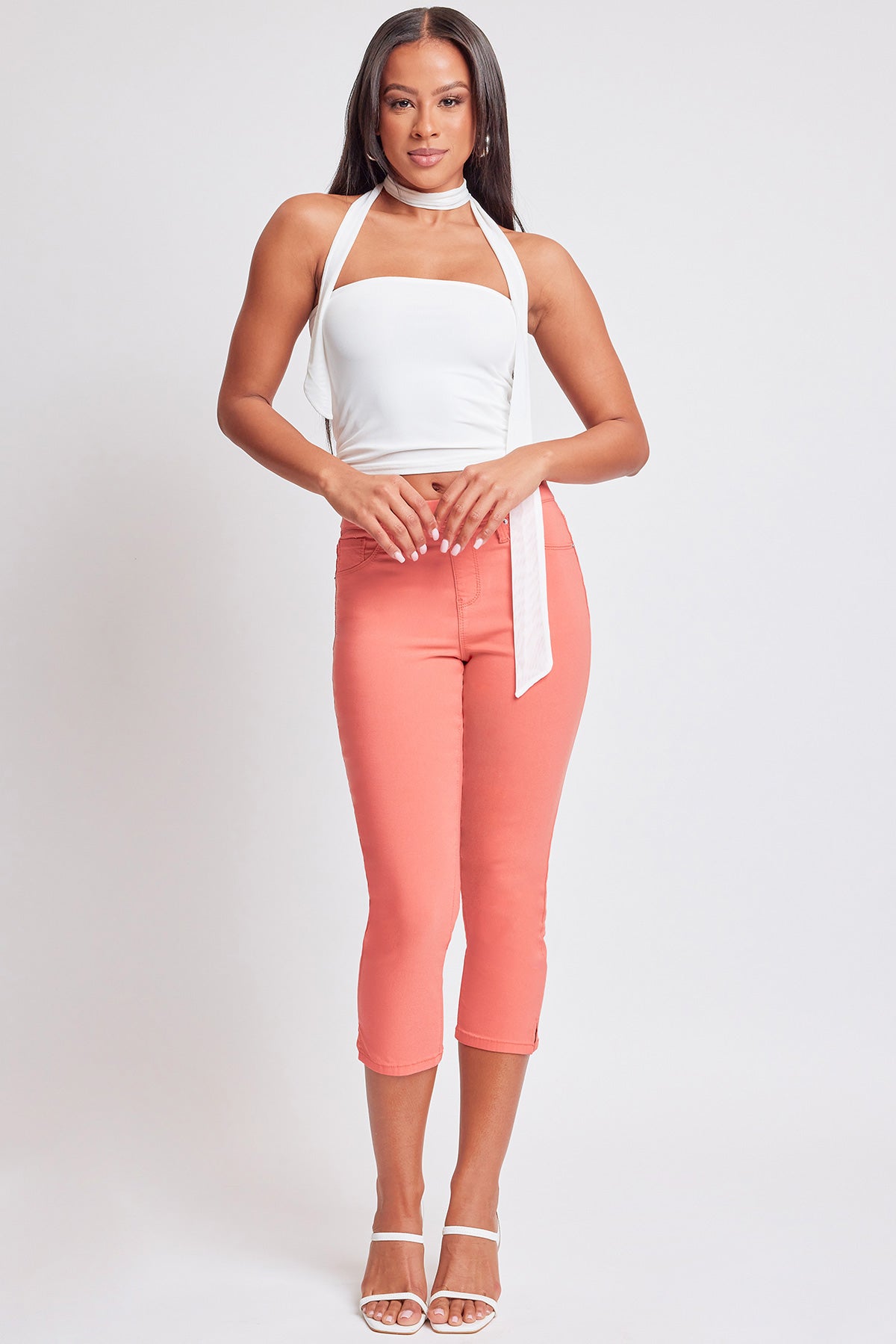 Hyperstretch Pull On Capri With Side Slit, pack of 6