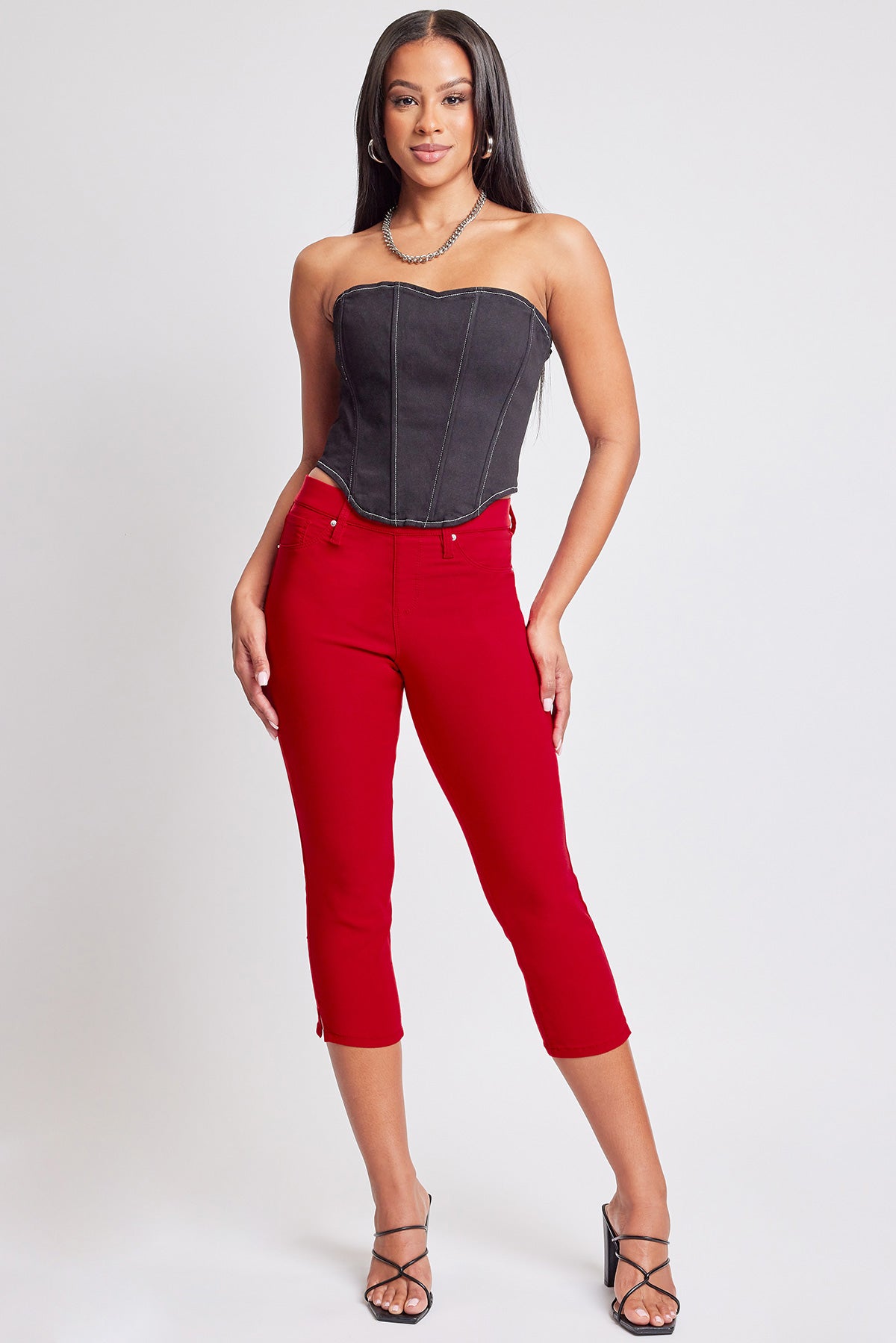 Hyperstretch Pull On Capri With Side Slit, pack of 6