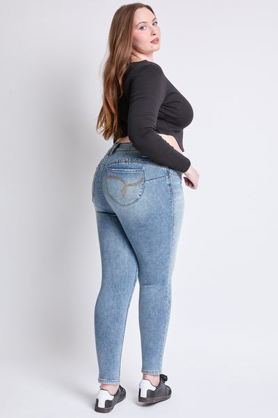 Plus WannaBettaButt Mid Rise Embroidered Skinny Jean