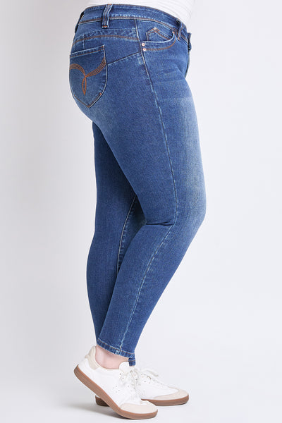 Plus WannaBettaButt Mid Rise Embroidered Skinny Jean