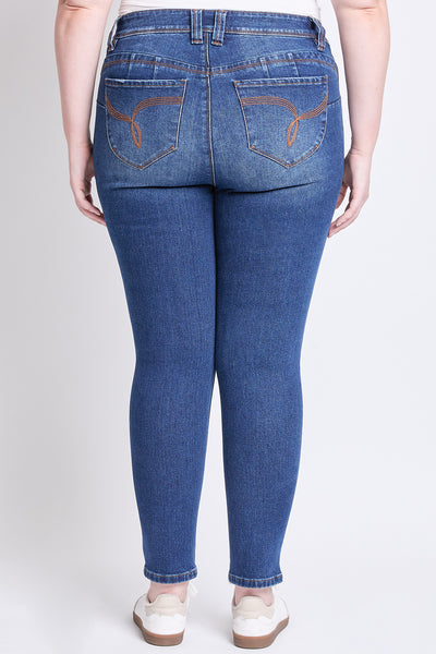 Plus WannaBettaButt Mid Rise Embroidered Skinny Jean