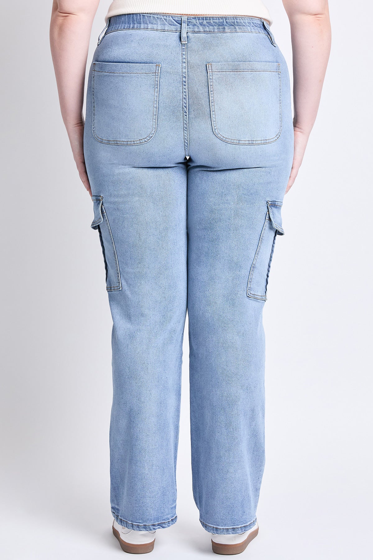 Plus High Rise Elastic Waist Cargo Straight Leg Jean, Pack of 6
