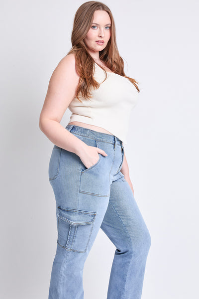Plus High Rise Elastic Waist Cargo Straight Leg Jean, Pack of 6