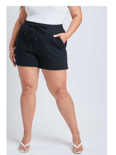Plus Size Double Gauze Shorts With Banded Hem And Porkchop Pockets Pack Of 6