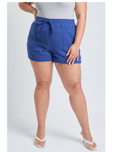 Plus Size Double Gauze Shorts With Banded Hem And Porkchop Pockets Pack Of 6