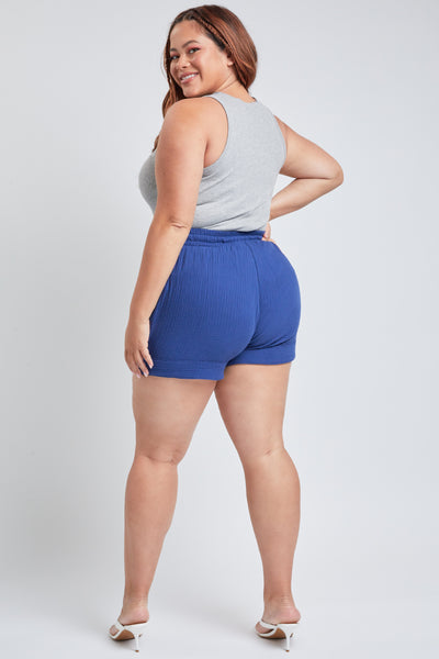 Junior Plus Size Double Gauze Shorts With Banded Hem And Porkchop Pockets Pack Of 6