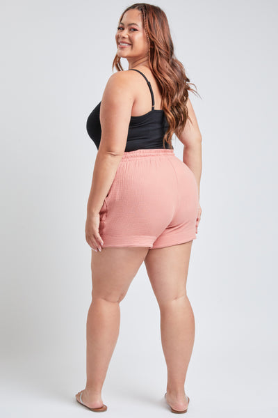 Junior Plus Size Double Gauze Shorts With Banded Hem And Porkchop Pockets Pack Of 6
