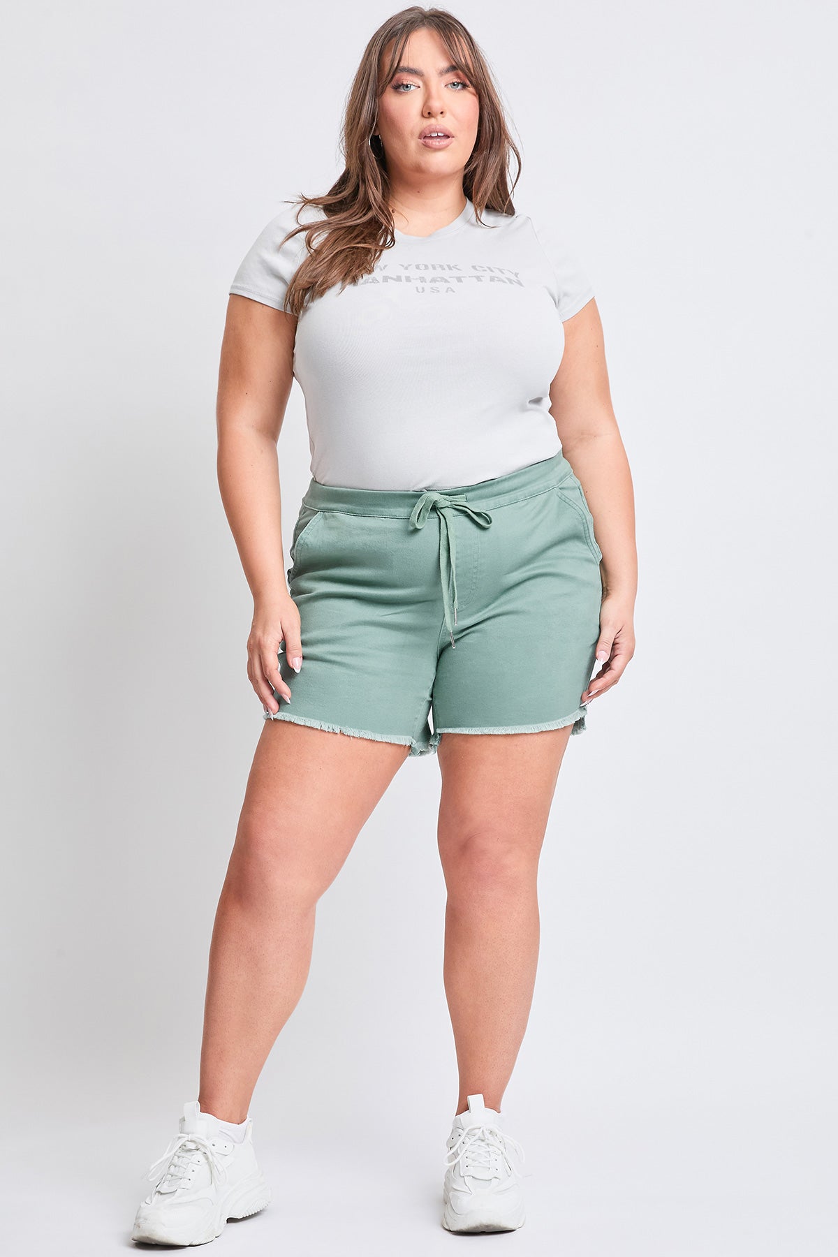 Plus Frayed Hem Pull-on Shorts,  Pack of 6
