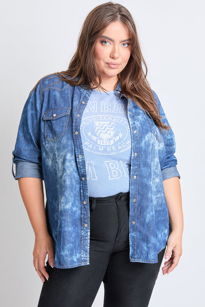 Junior Plus Size Chambray Long Sleeve Top 6 Pack