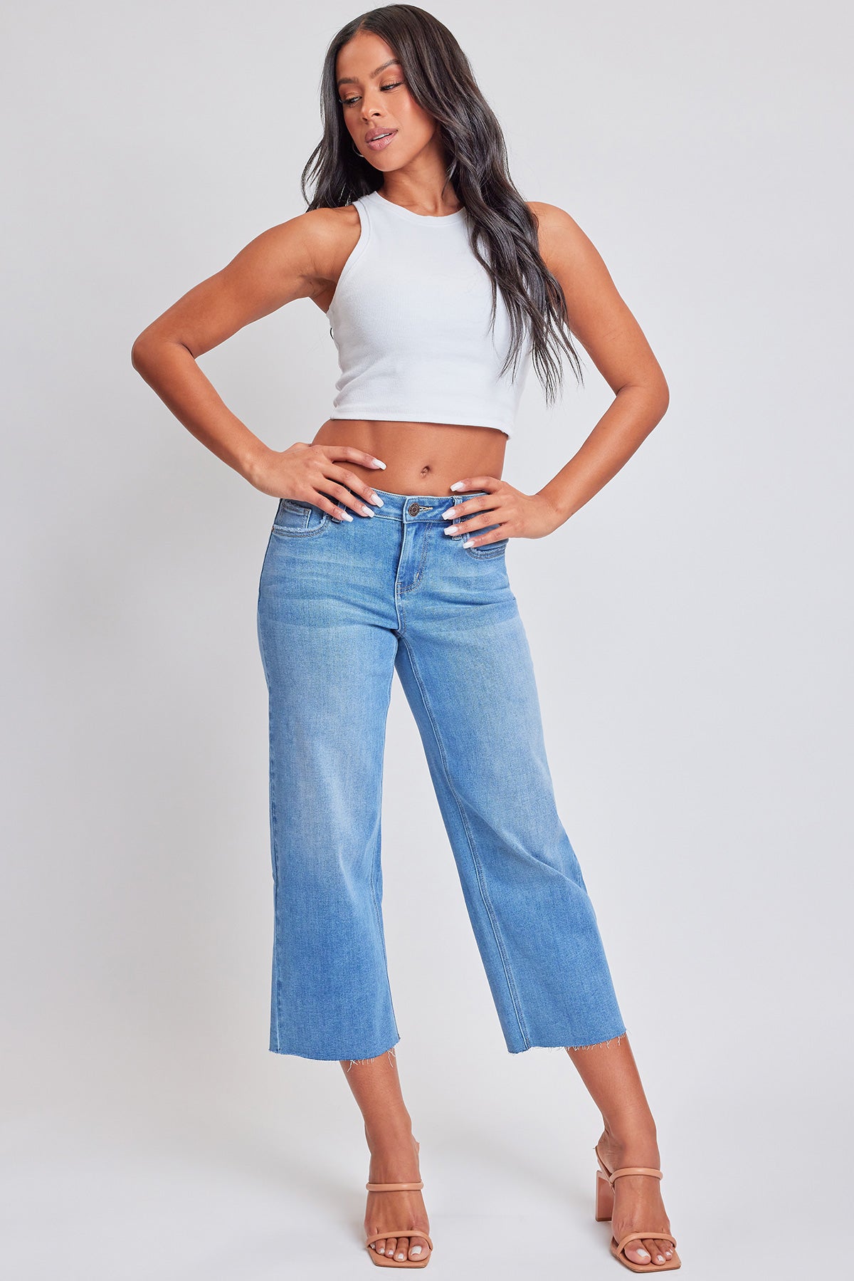 Junior Mid Rise Cropped Wide Leg Jeans, Pack of 12