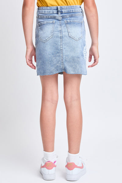 Girls Butterfly Print Raw Hem Mini Denim Skirt, Pack of 12