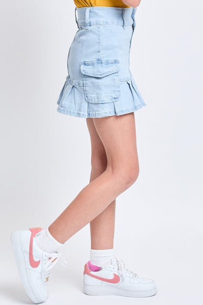 Girls Cargo Pleated Denim Mini Skirt, Pack of 12