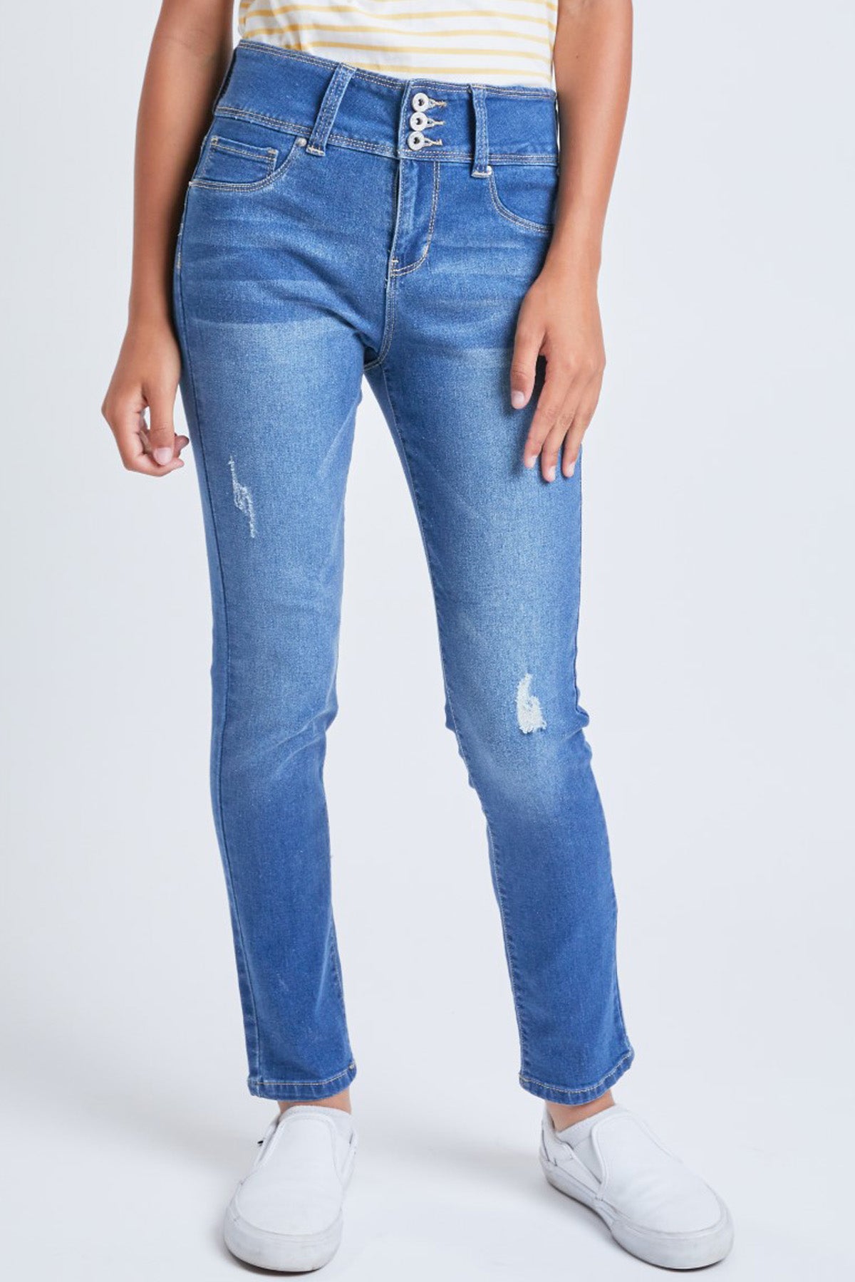 Girls 3-Button Basic Skinny Jean With Faux Front Pockets, Pack of 12