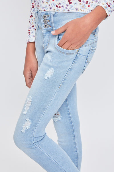 Girls WannaBettaFit 3-Button Skinny Jeans With Recycled Fiber, Pack of 12