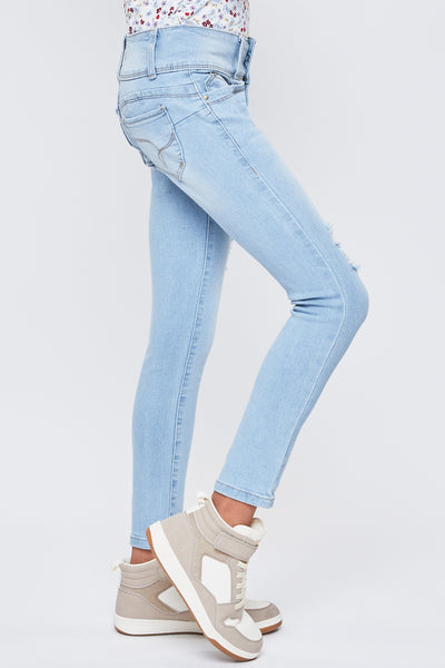Girls WannaBettaFit 3-Button Skinny Jeans With Recycled Fiber, Pack of 12