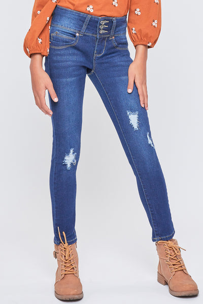 Girls WannaBettaFit 3-Button Skinny Jeans With Recycled Fiber, Pack of 12