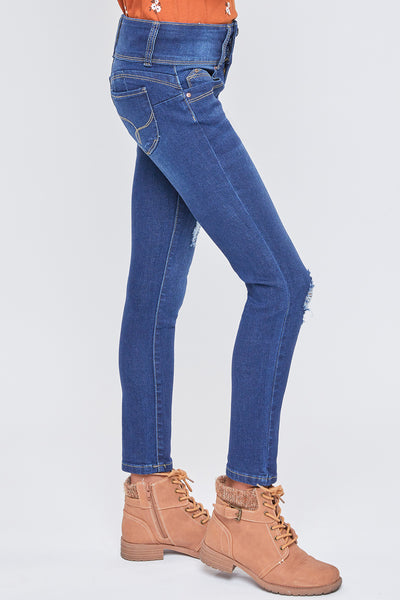Girls WannaBettaFit 3-Button Skinny Jeans With Recycled Fiber, Pack of 12
