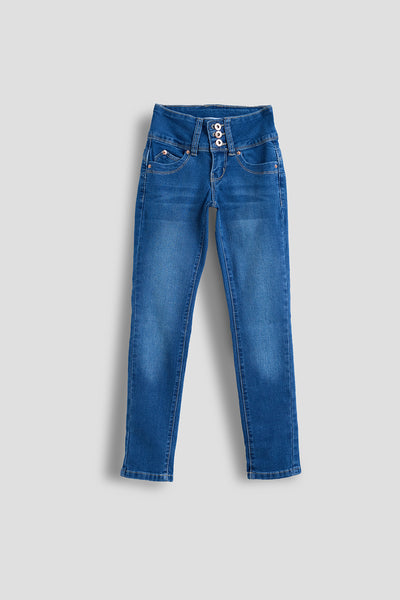 Girls Wannabettafit 3-Button Clean Hem Skinny Jean Made With Recycled Fibers, Pack Of 12