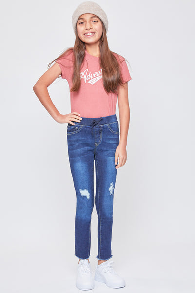 Girls Pull-On Skinny Jean With Faux Drawstring, Pack of 12