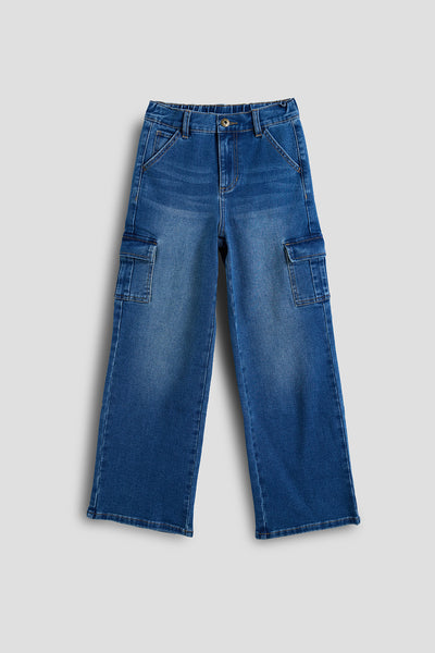 Girls Wide Leg Skater Cargo Jeans, Pack of 12