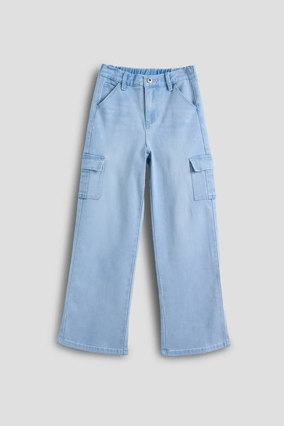 Girls Wide Leg Skater Cargo Jeans, Pack of 12