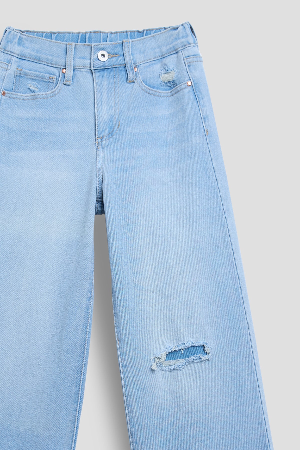 Girls Elastic Back Wide Leg Jeans-Pack of 12