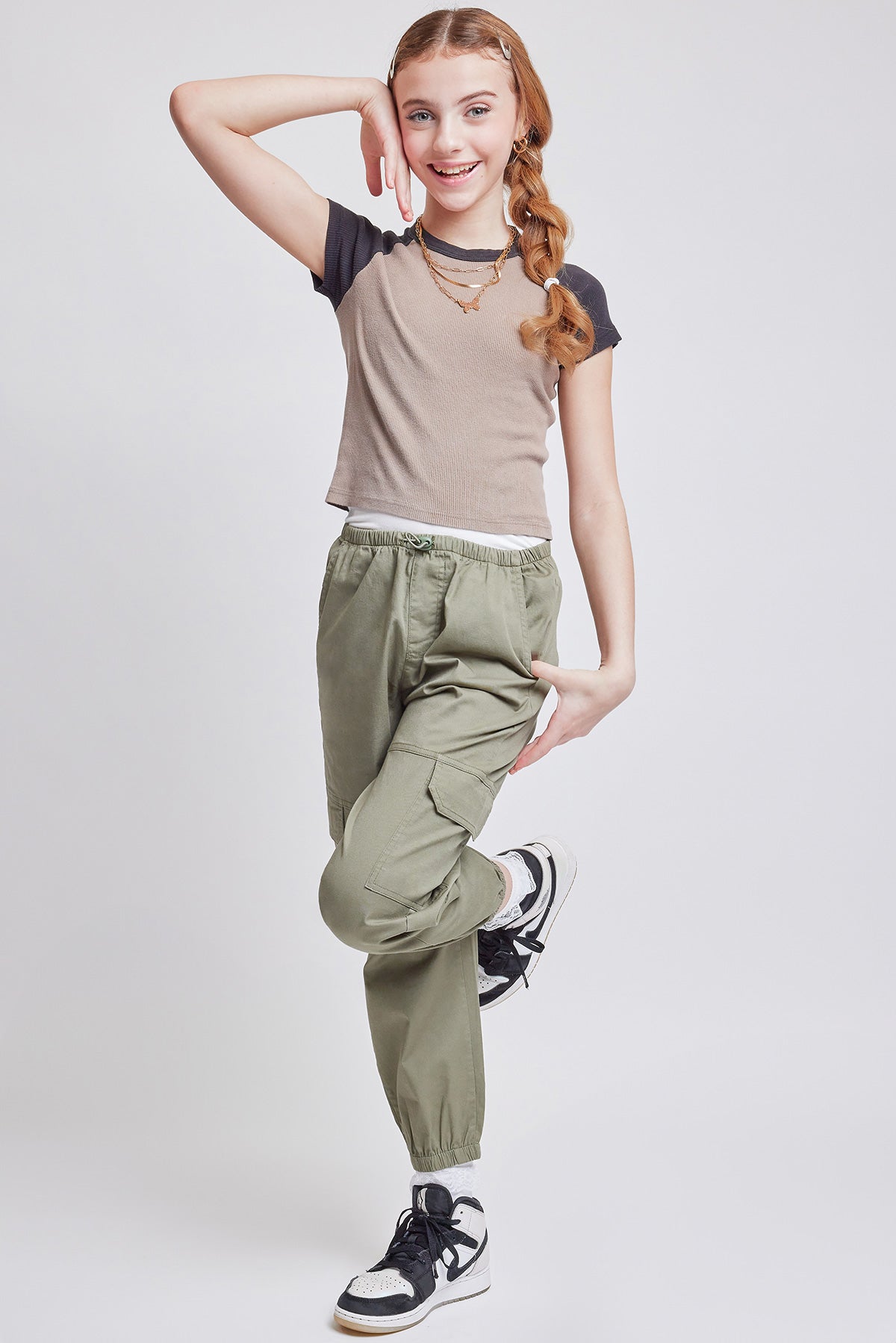 Girls Parachute Cargo pocket Jogger W/Elastic Wst, Pack of 6
