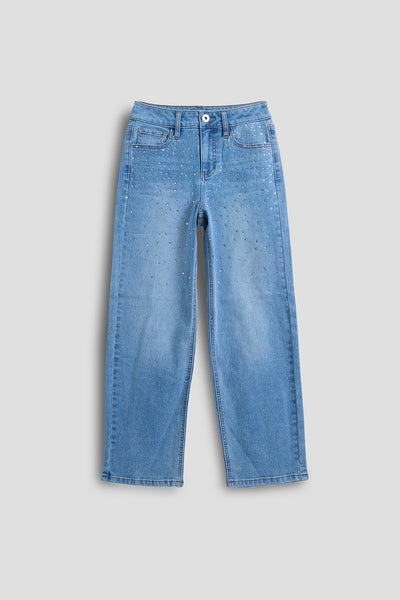 Girls Izzy Rhinestone Straight Leg Jeans, Pack of 12