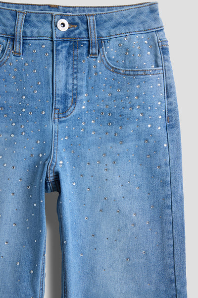 Girls Izzy Rhinestone Straight Leg Jeans, Pack of 12
