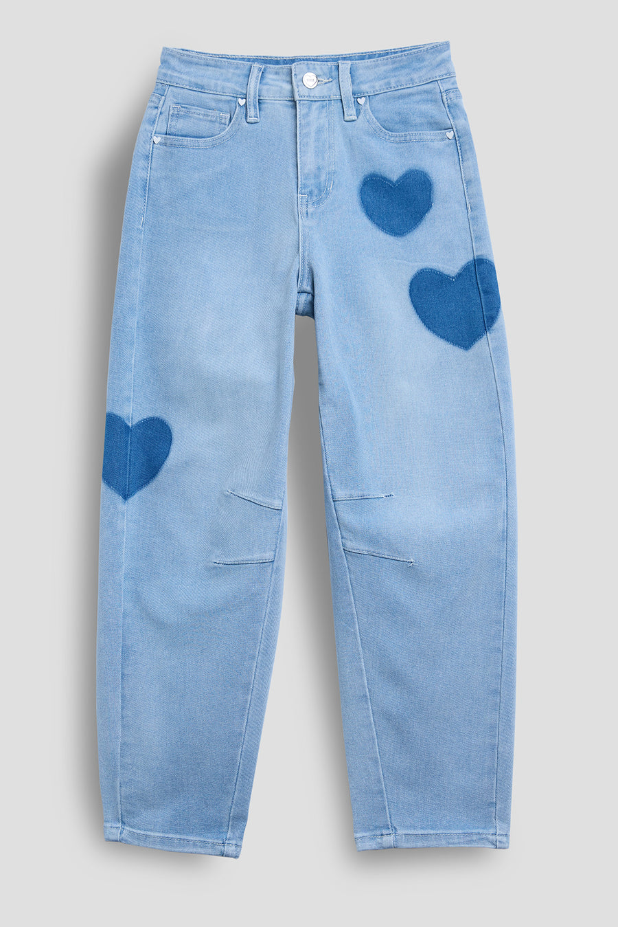 Girls Heart Shadow Barrel Jeans, Pack of 12