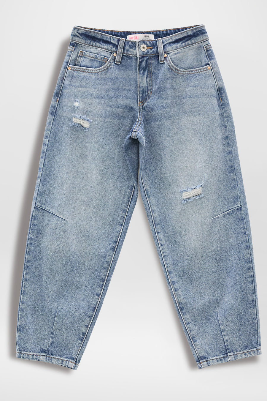 Girls Layla Barrel With Small Rips Jeans, Pack of 12