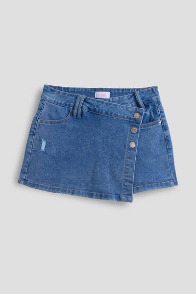 Girls Asymmetrical Denim Skort, Pack of 12