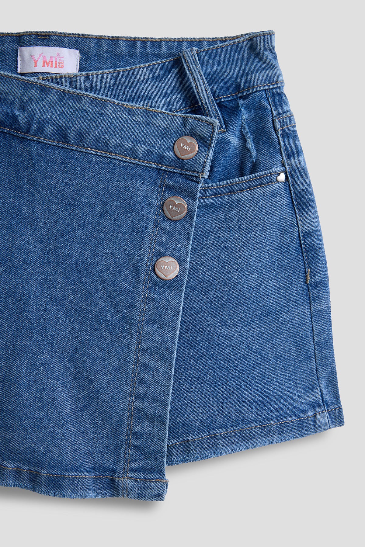 Girls Asymmetrical Denim Skort, Pack of 12