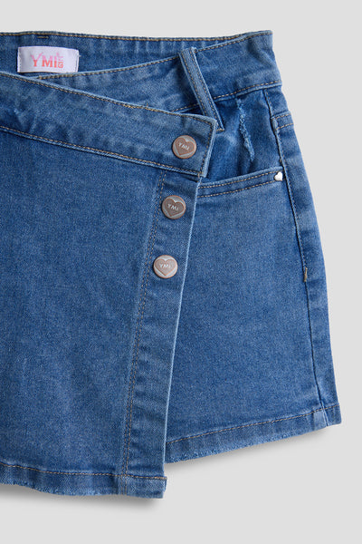 Girls Asymmetrical Denim Skort, Pack of 12