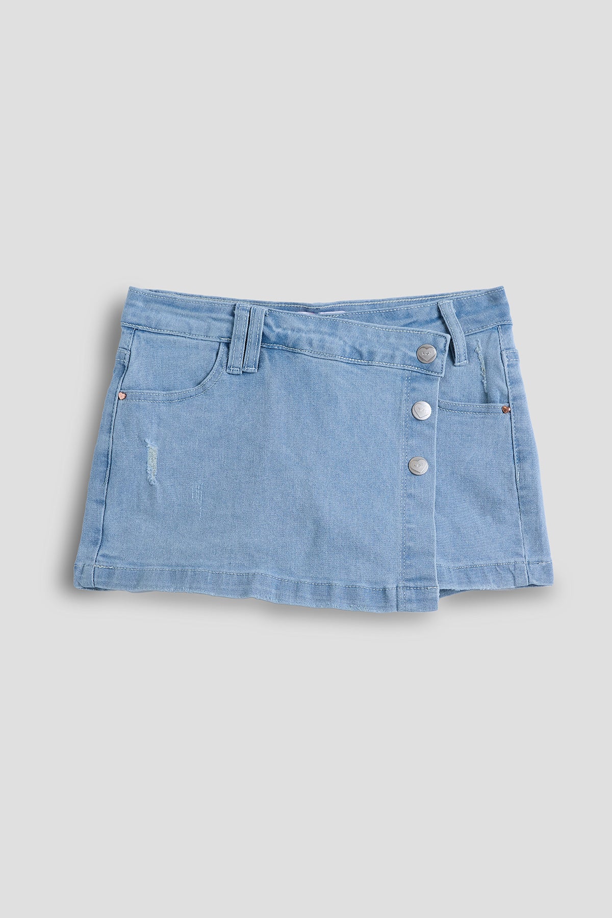 Girls Asymmetrical Denim Skort, Pack of 12