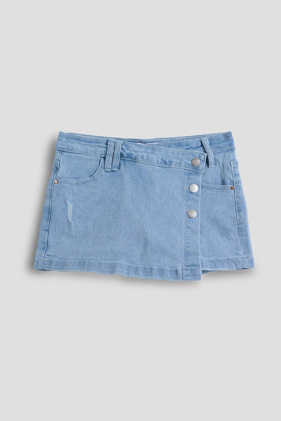 Girls Asymmetrical Denim Skort, Pack of 12