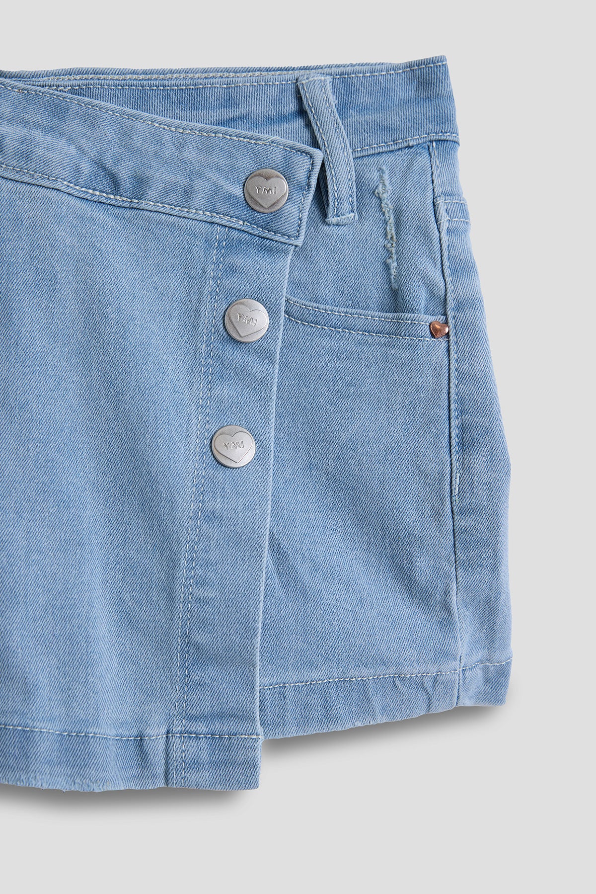 Girls Asymmetrical Denim Skort, Pack of 12