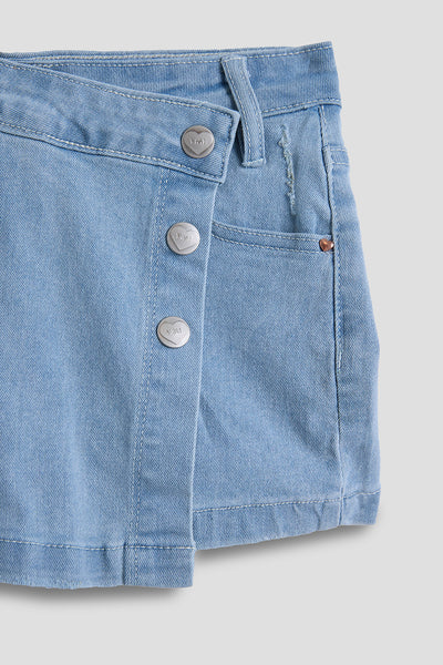 Girls Asymmetrical Denim Skort, Pack of 12